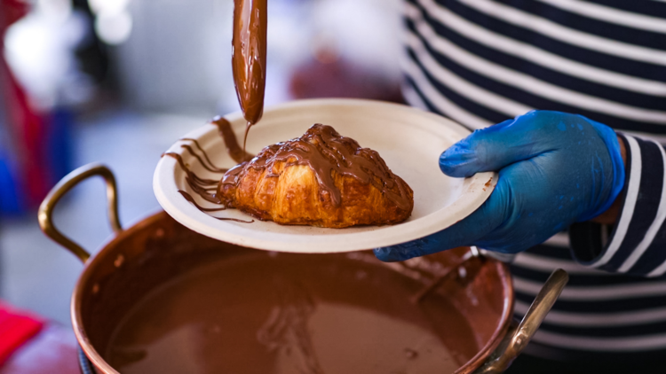 A chocolate croissant