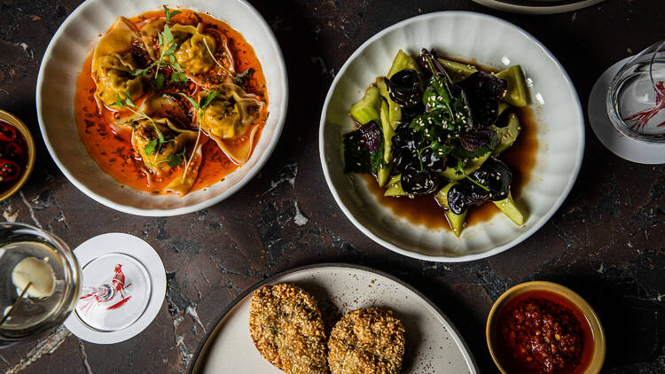 Dumplings and greens from Redbird Chinese