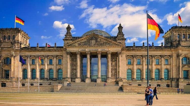 The front of the Reichstag building, Berlin