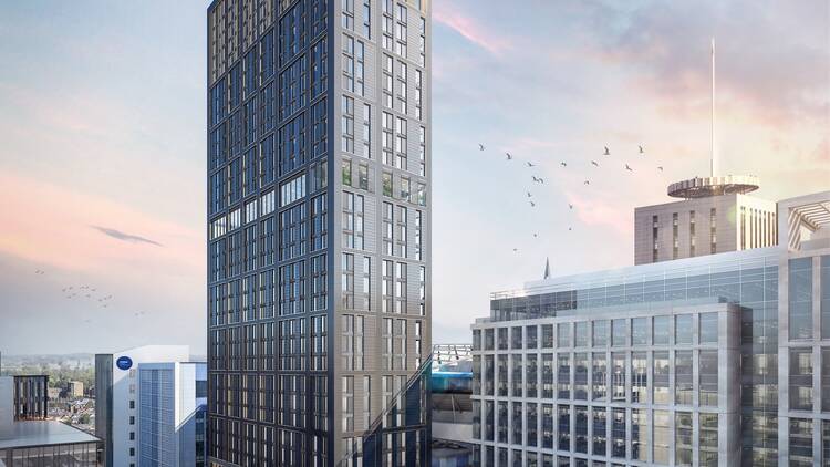 CGI image of tallest tower in wales plan