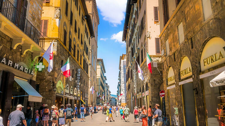 Famous shopping street in Florence