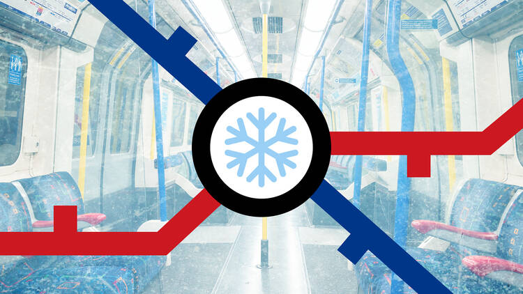 Tube carriage with two tube line intersecting at a digital snowflake