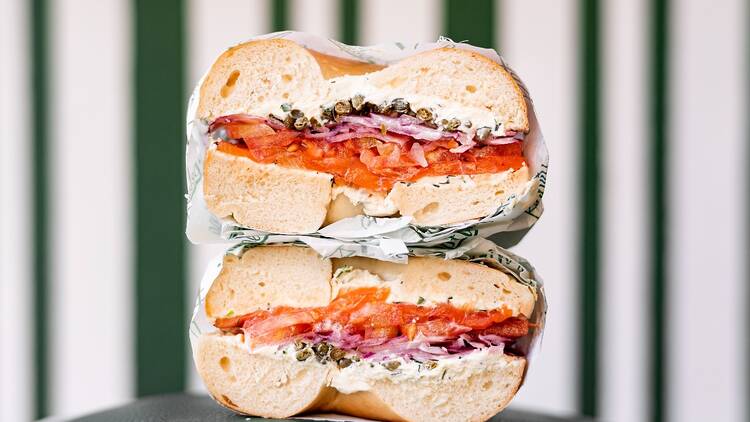 The classic lox bagel from Lox in a Box