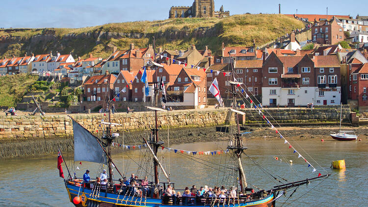 The Bark Endeavour ship in Whitby, Yorkshire