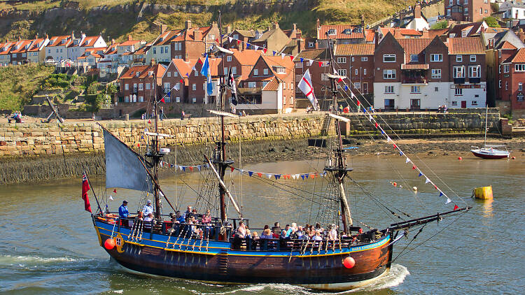 The Bark Endeavour ship in Whitby, Yorkshire