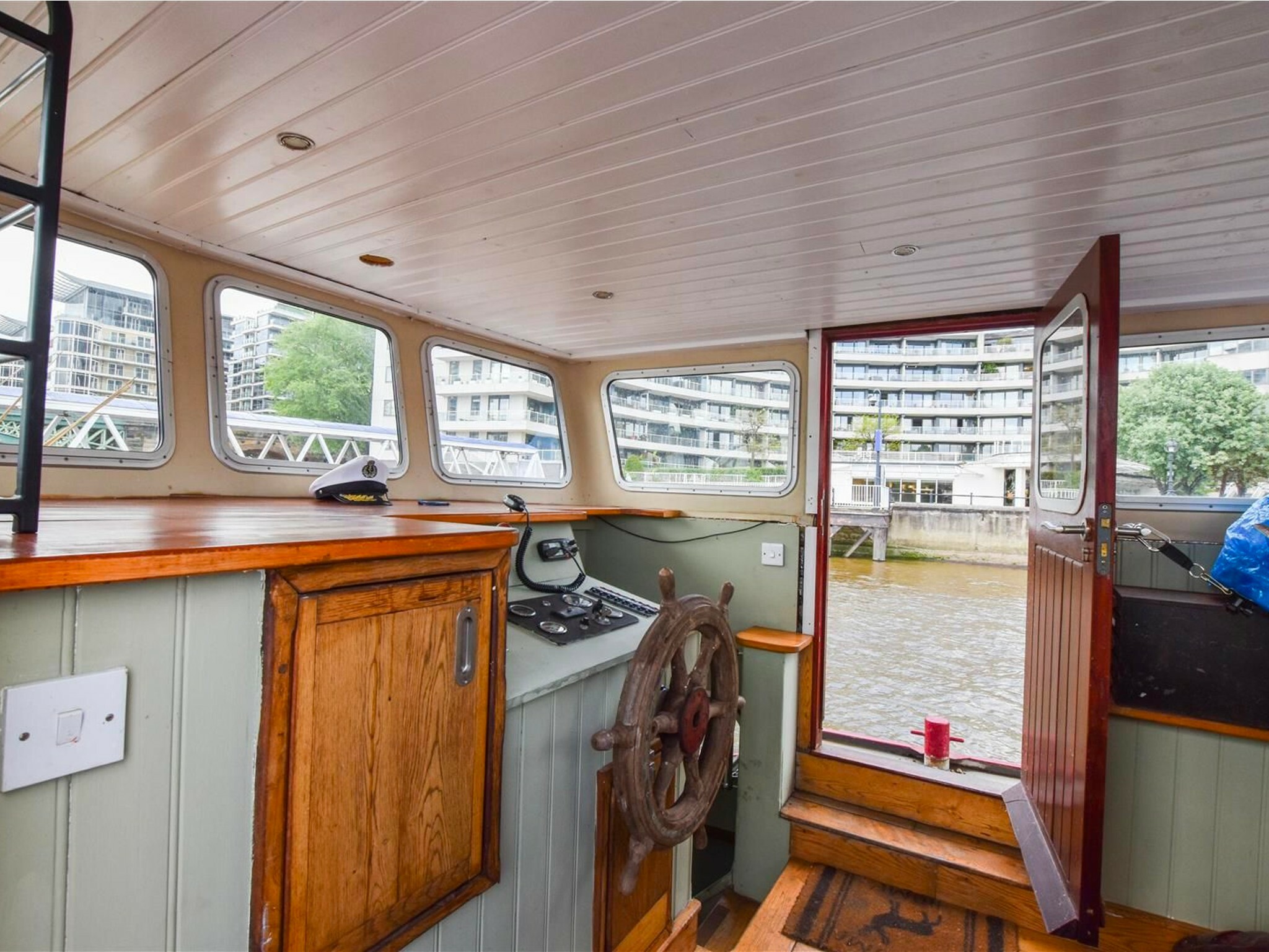 Dutch-style barge for sale in Chelsea Harbour