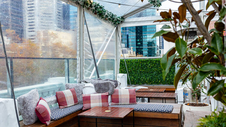 Cosy rooftop marquee.