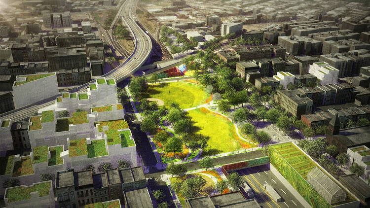 A rendering of BQGreen showing it from a bird’s eye view