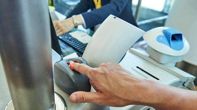 Fingerprint scanner at airport