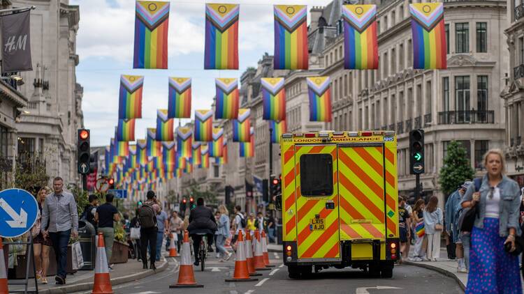 Road closed on Regents Street for London Pride 