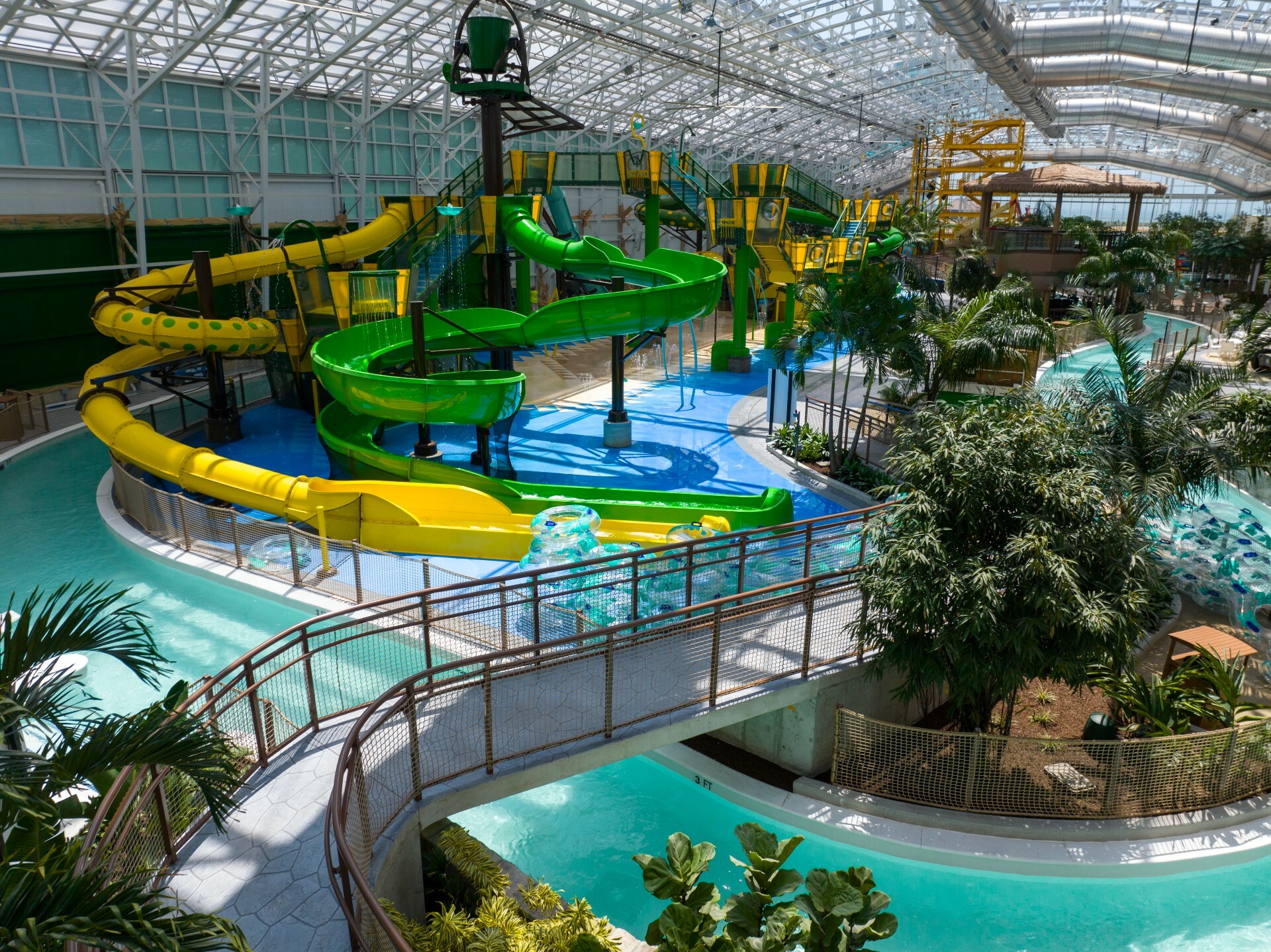 a view of slides and a lazy river at ISLAND Waterpark in Atlantic City