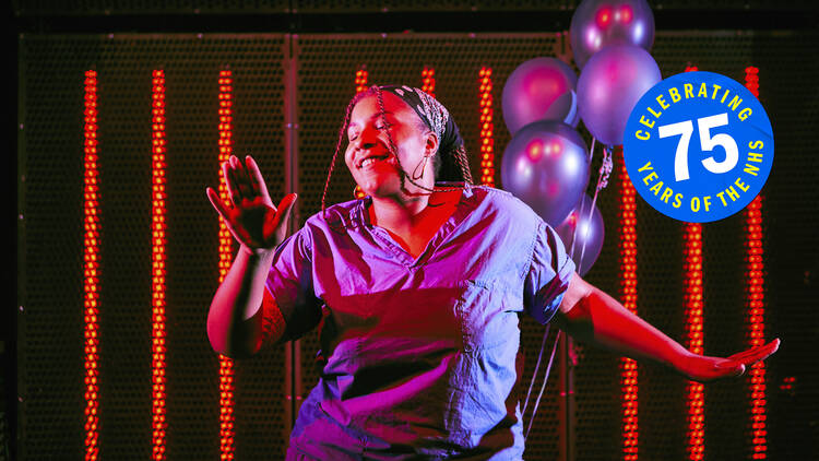 A nurse dancing in a club