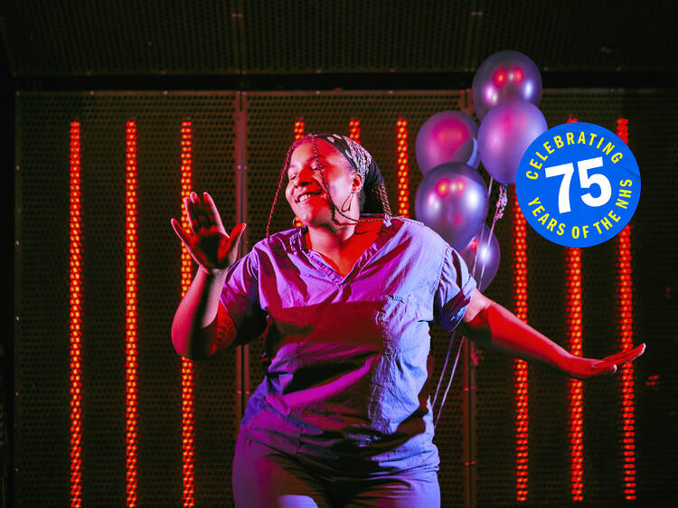 A nurse dancing in a club