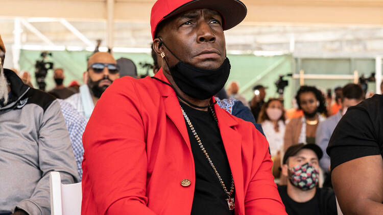 Artist Grandmaster Flash attends The Universal Hip Hop Museum groundbreaking ceremony at Bronx Point