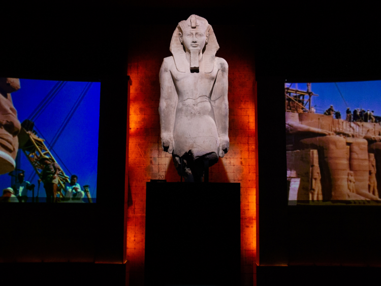 Upper part of a limestone colossus of Ramses II