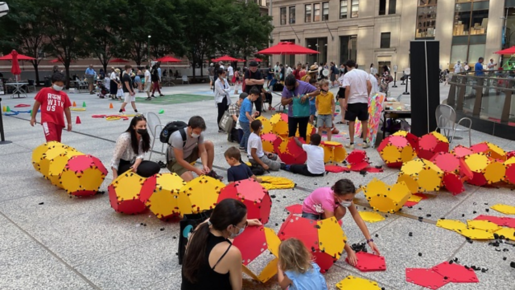 Building blocks exhibit at the New York City Math Festival.