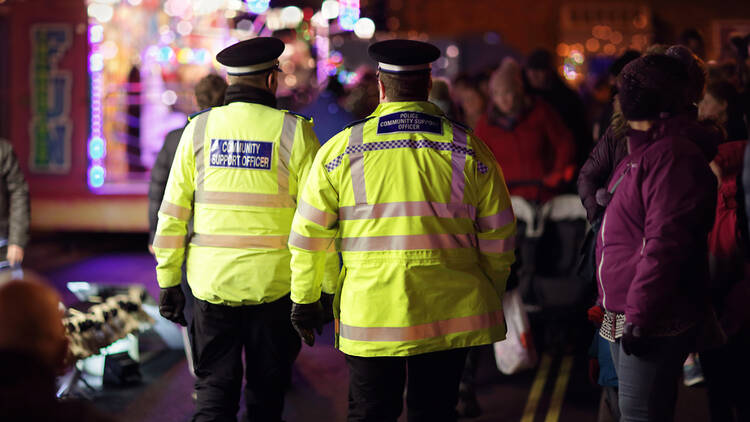 London police patrol at night