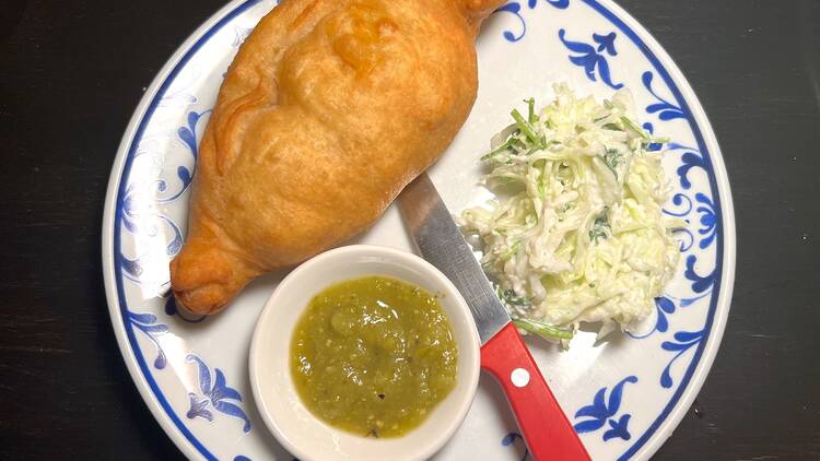 Panzerotti stuffed with potato, chorizo and mozzarella