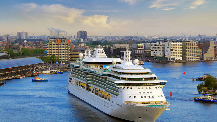 A cruise ship in Amsterdam harbour
