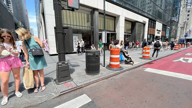 One of the new trash cans on Fifth Avenue