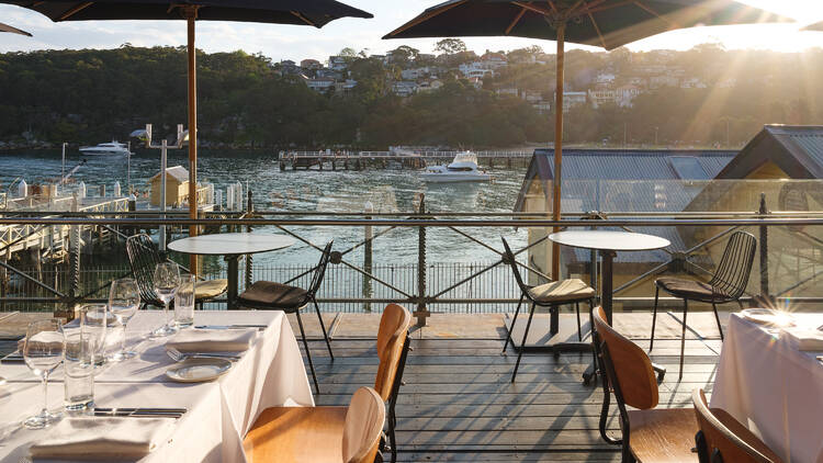 The dining room overlooking the water at Ripples Chowder Bay