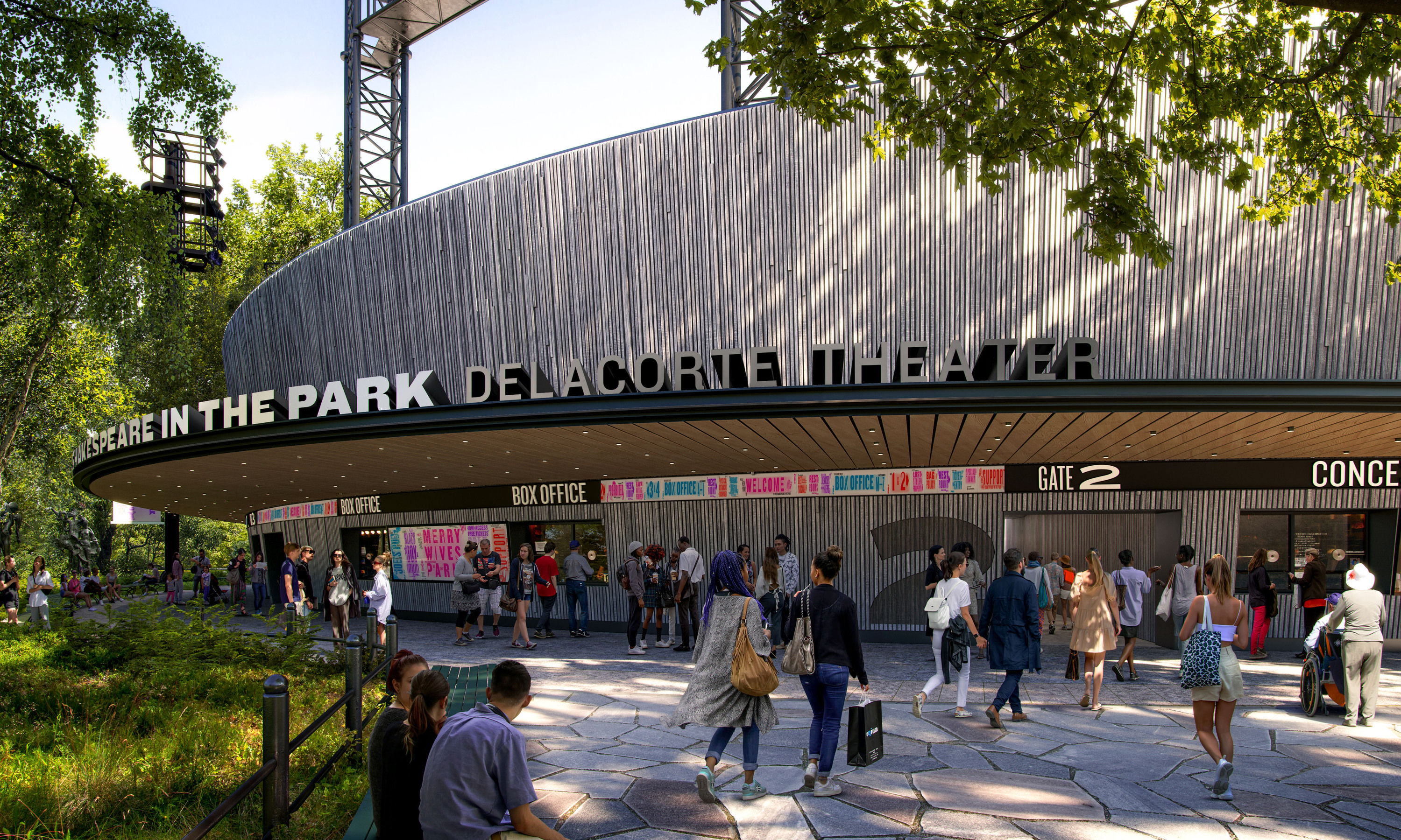 Side view of the proposed Delacorte exterior