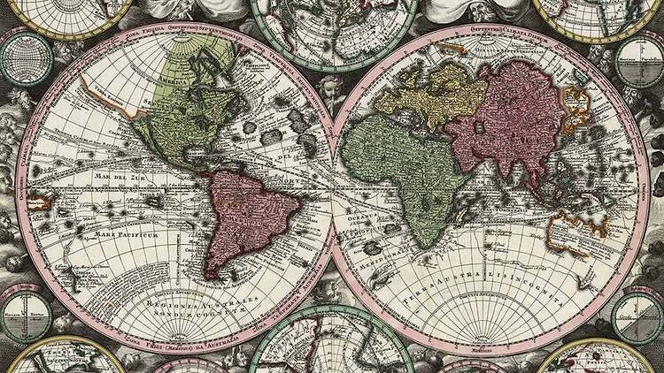 El mundo en un «Dos de Oros» (Instituto Geográfico Nacional).