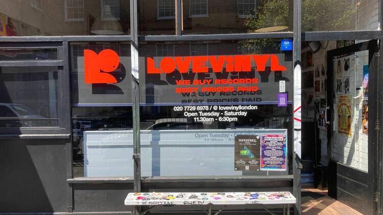 Exterior of Love Vinyl record store in Hoxton