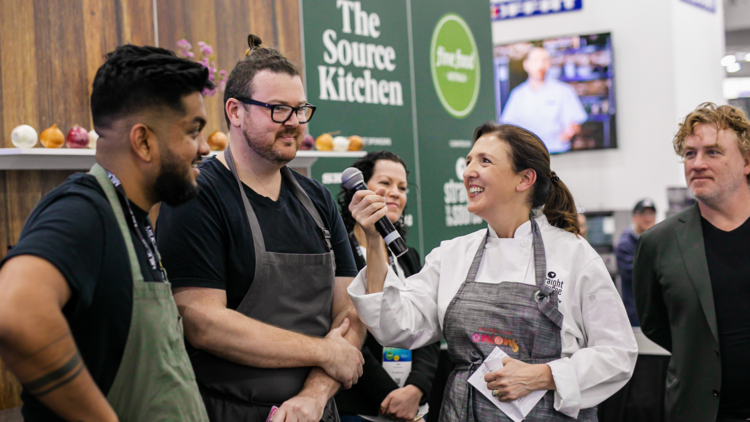 Three chefs having a panel discussion