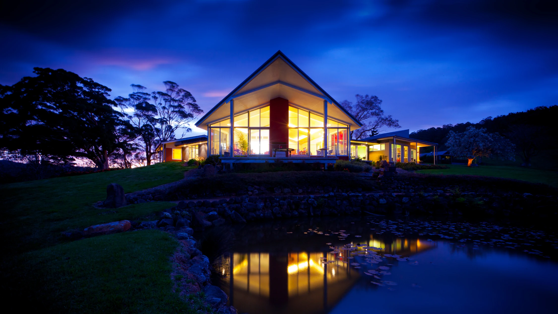 Outdoor shot of retreat at night