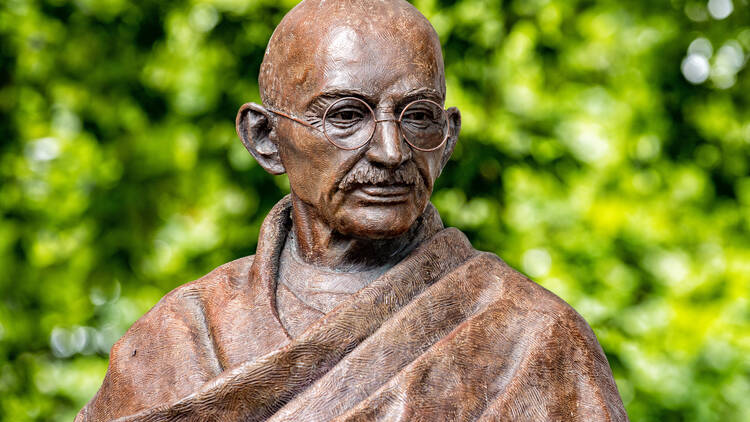 A statue of Ghandi.
