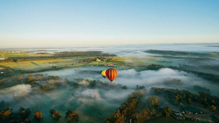 A hot air balloon over the Hunter Valley