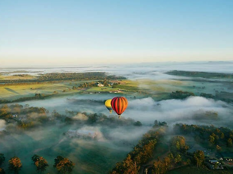 A hot air balloon over the Hunter Valley