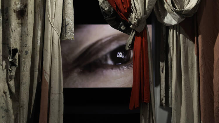 picture of an eye and curtains from a new heide exhibition