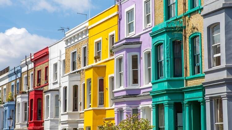 Colourful houses in Notting Hill, London