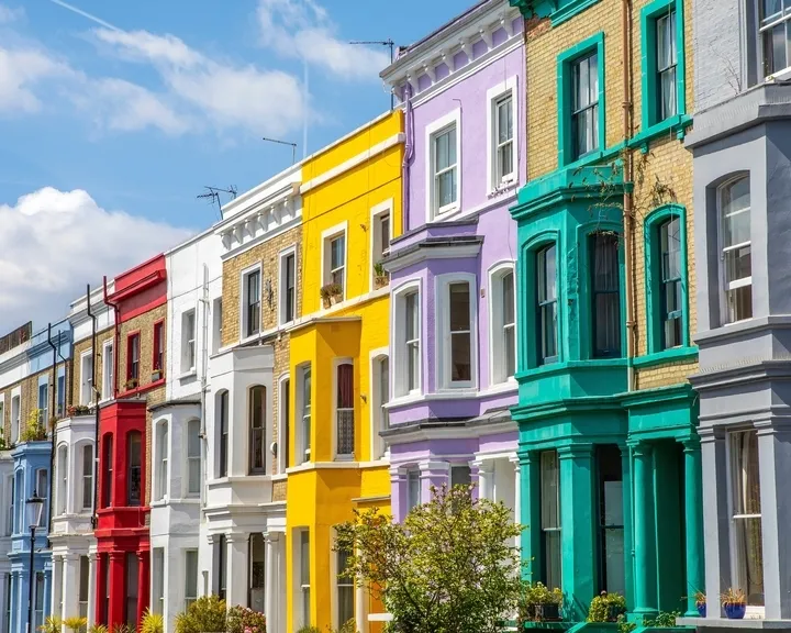 Colourful houses in Notting Hill, London