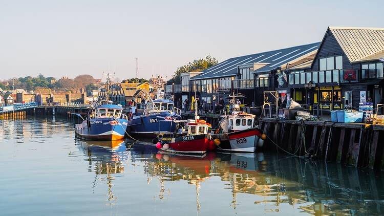 Whitstable harbour in Kent, England