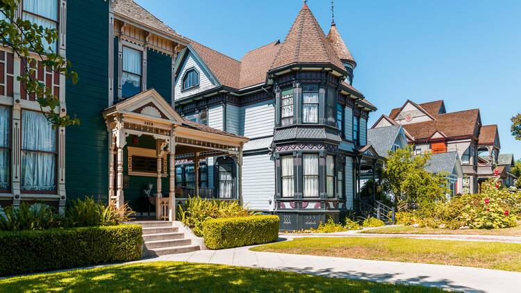 Stroll past Victorian mansions along Carroll Avenue in Angelino Heights