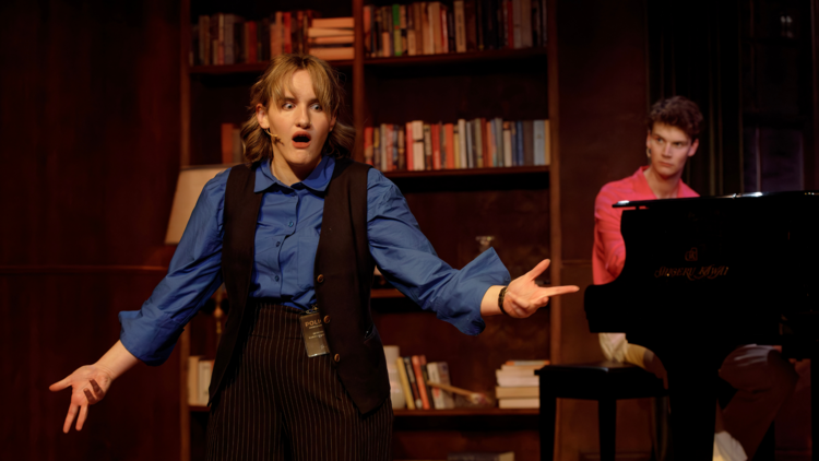 Gabbi Bolt and Maverick Newman in Murder for Two at Hayes Theatre Co