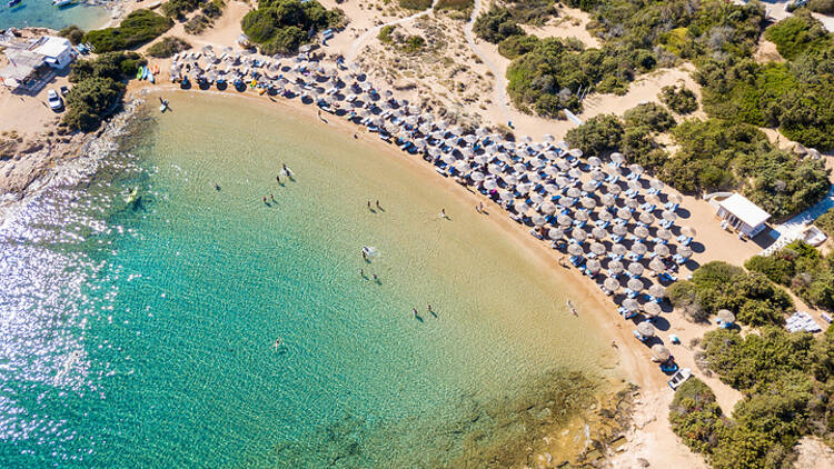 Arial view of a beach in Greece