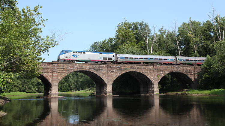 Amtrak train in Windsor, CT