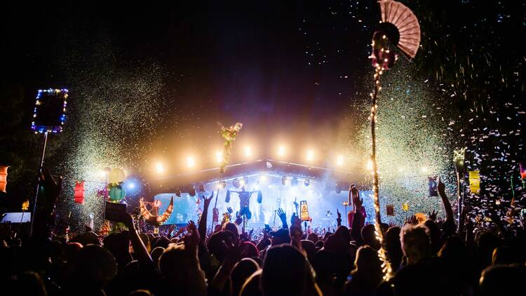 picture of people partying at the amphitheatre from meredith music festival