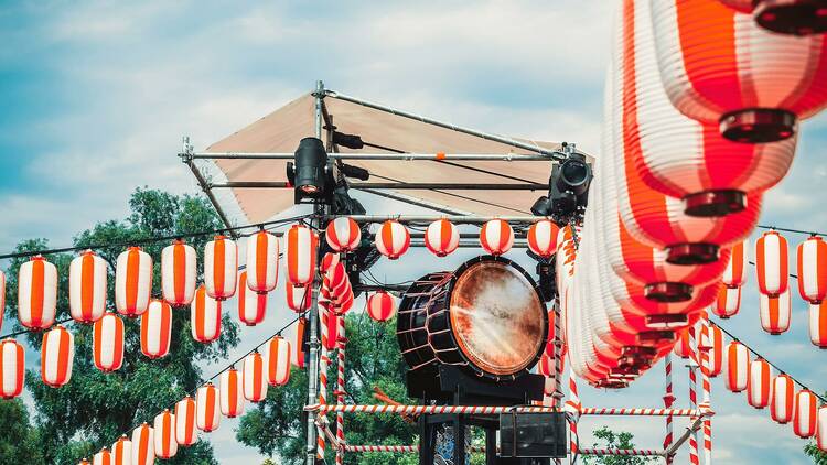 Bon Odori festival stage set-up