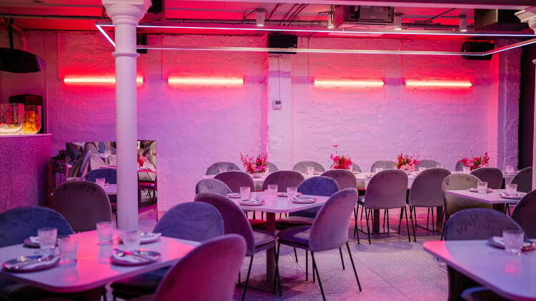The pink dining room at Zaffi