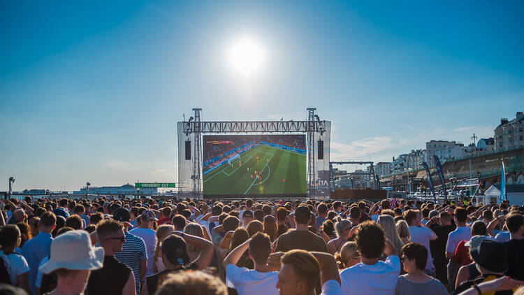 Watching football on a big screen in Brighton