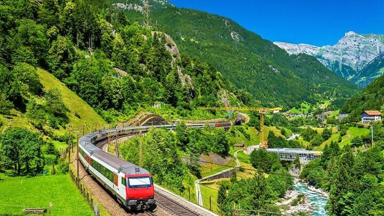 Train in the Swiss Alps