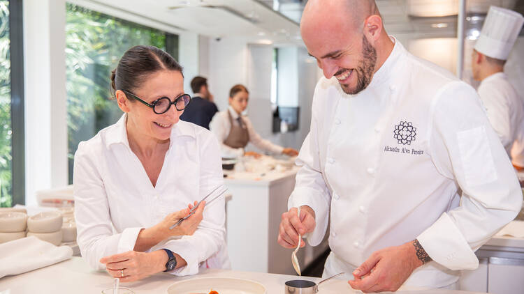 Chefs Anne-Sophie Pic and Alexandre Alves Pereira