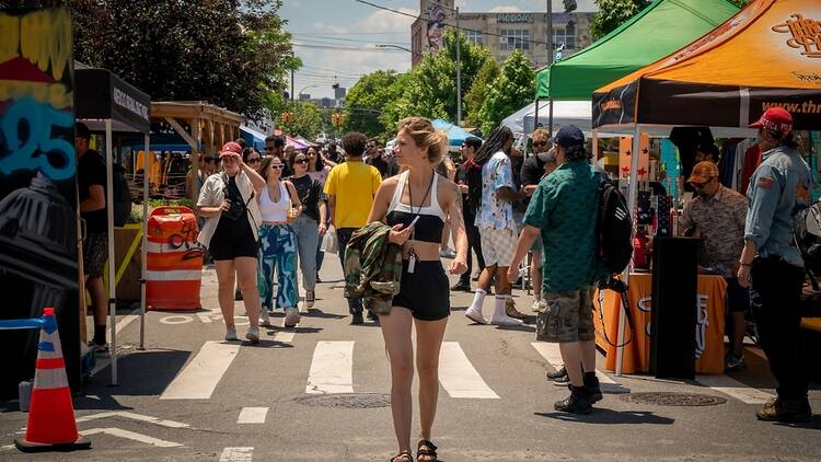 Bushwick street with a fair on it