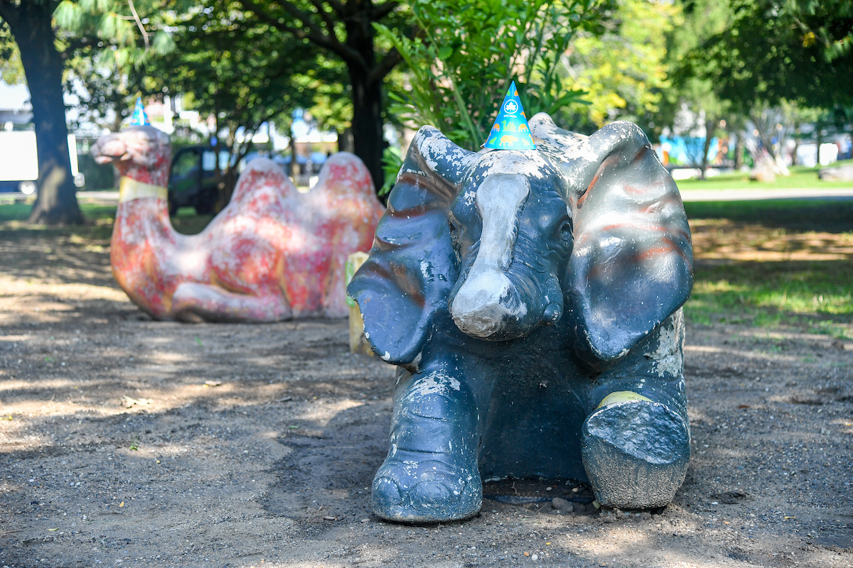 Elephant playground animal at the Home for Retired Animals at Flushing Meadows Corona Park