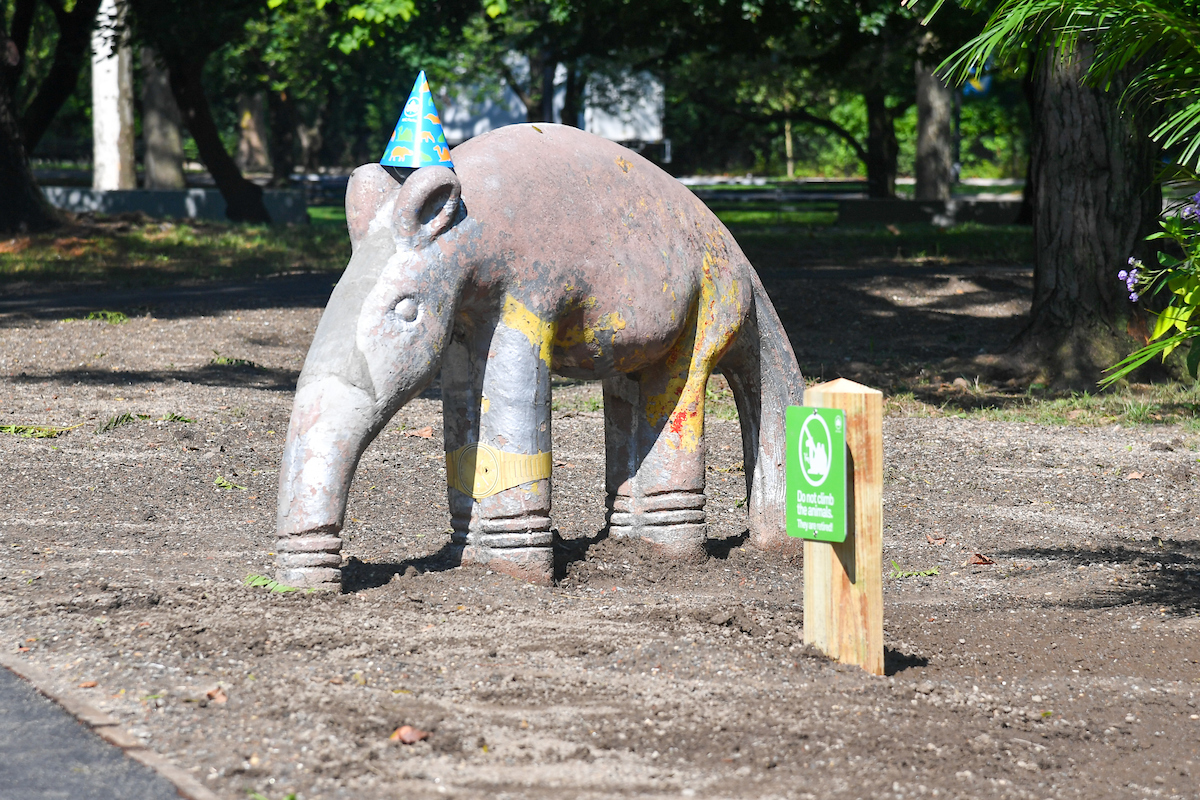 Aardvark playground animal at the Home for Retired Animals at Flushing Meadows Corona Park